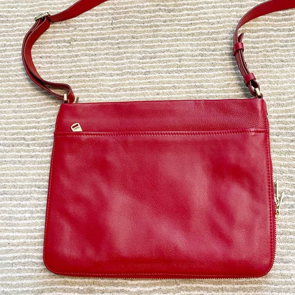 Fossil Piper Expandable Red Leather Crossbody Satchel - Picture 3 of 15
